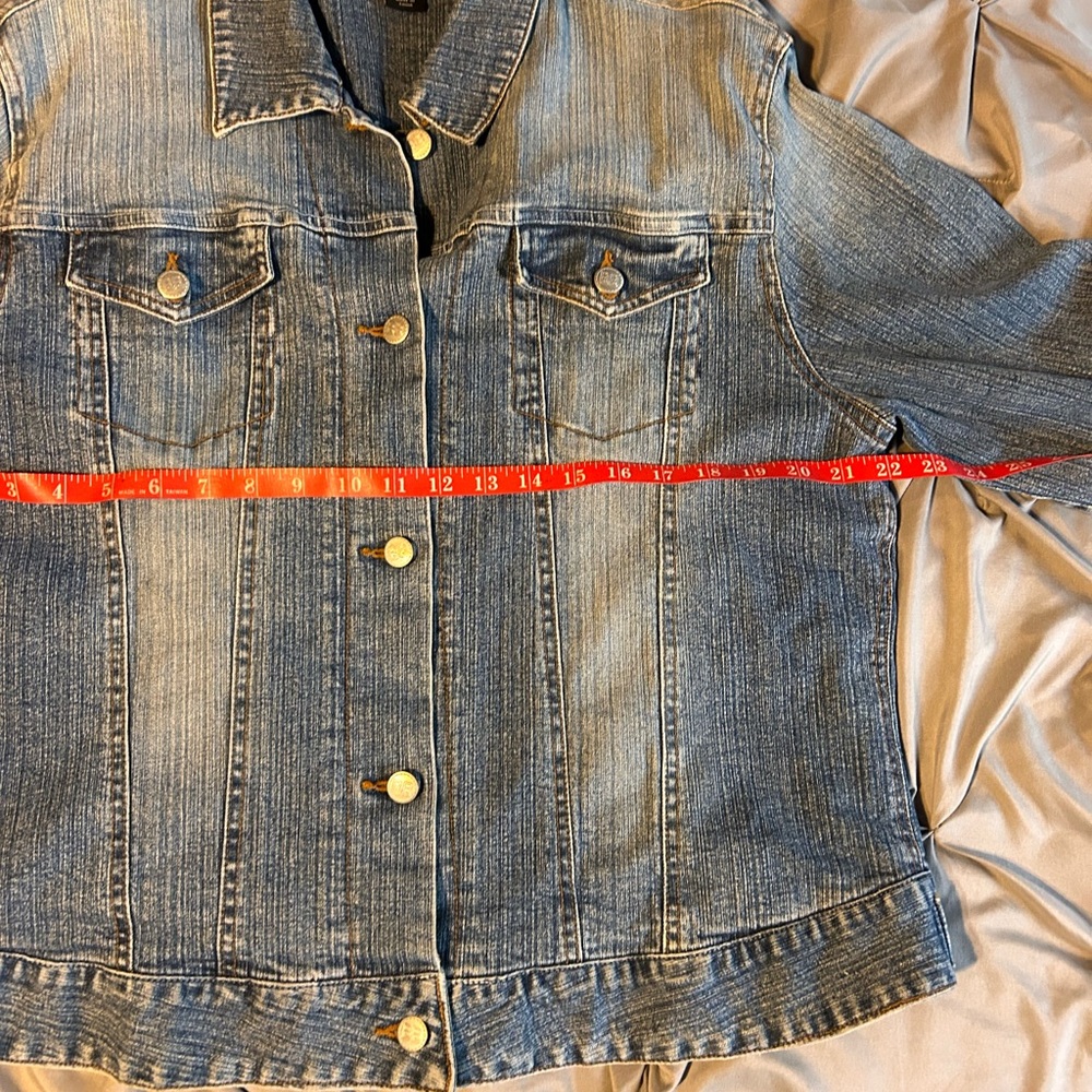 Bit & Bridle for Her XXL Blue Denim Jean Jacket Button Front Long Sleeve Fitted - Picture 4 of 9